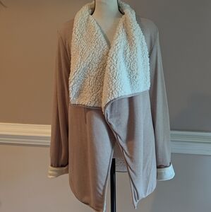 Harper Tan and Cream Open Cardigan